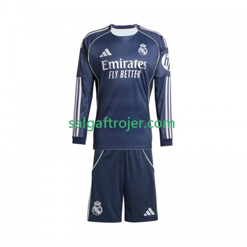 Real Madrid Fodboldtrøjer Børn Udebanesæt 2025/26 Langærmet Real Madrid Fodboldtrøjer Børn Udebanesæt 2025/26 Langærmet